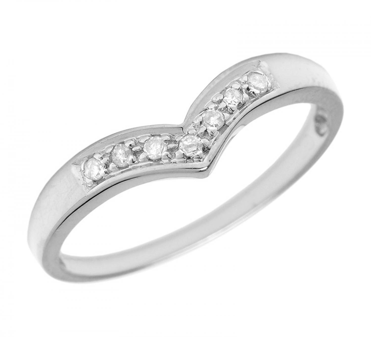 10K White Gold Diamond Chevron Ring