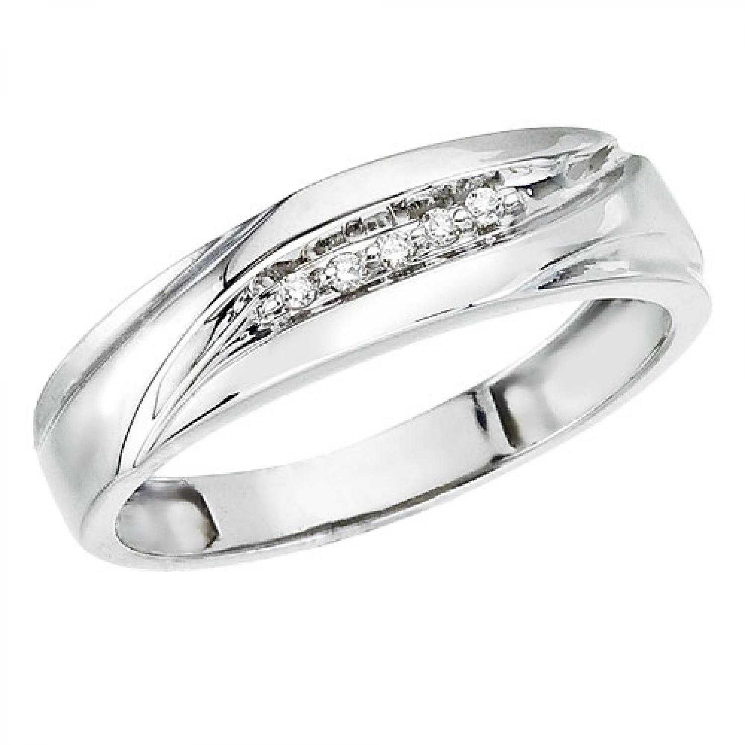 14K White Gold Gents Qpid Matching Bridal Ring Band