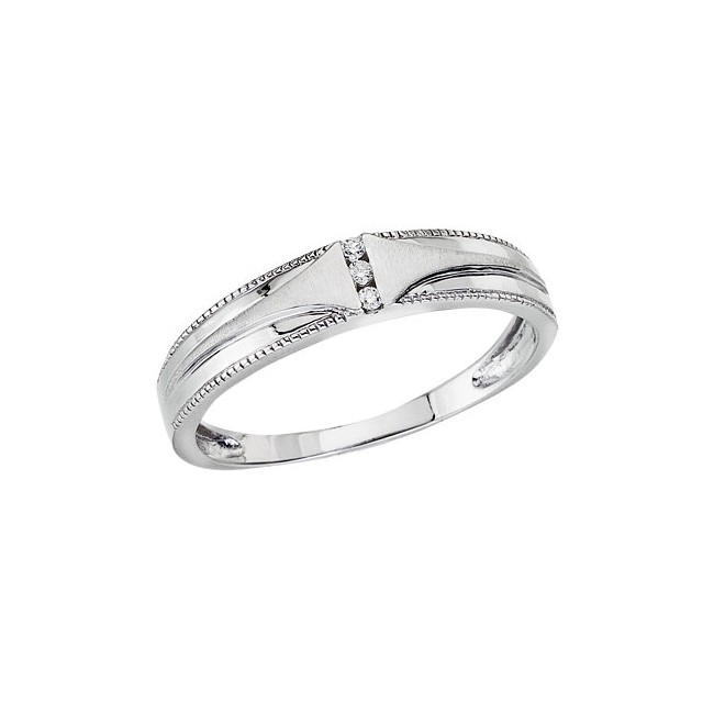 14K White Gold Gents Qpid Bridal Ring Band