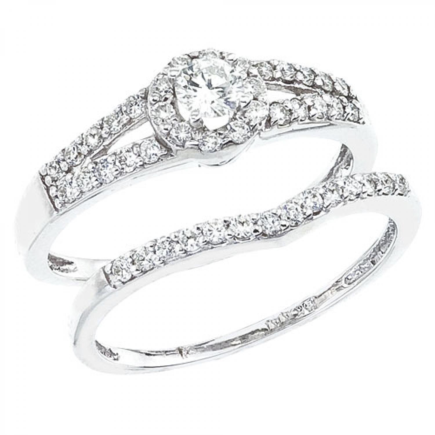 14K White Gold Qpid .50 Ct Diamond Bridal Ring Set