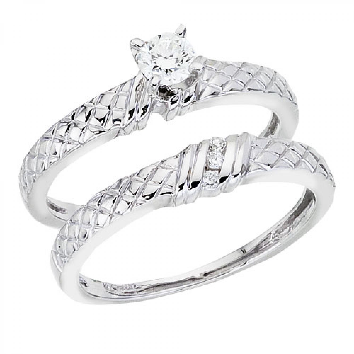 14K White Gold Qpid .25 Ct Diamond Bridal Ring Set