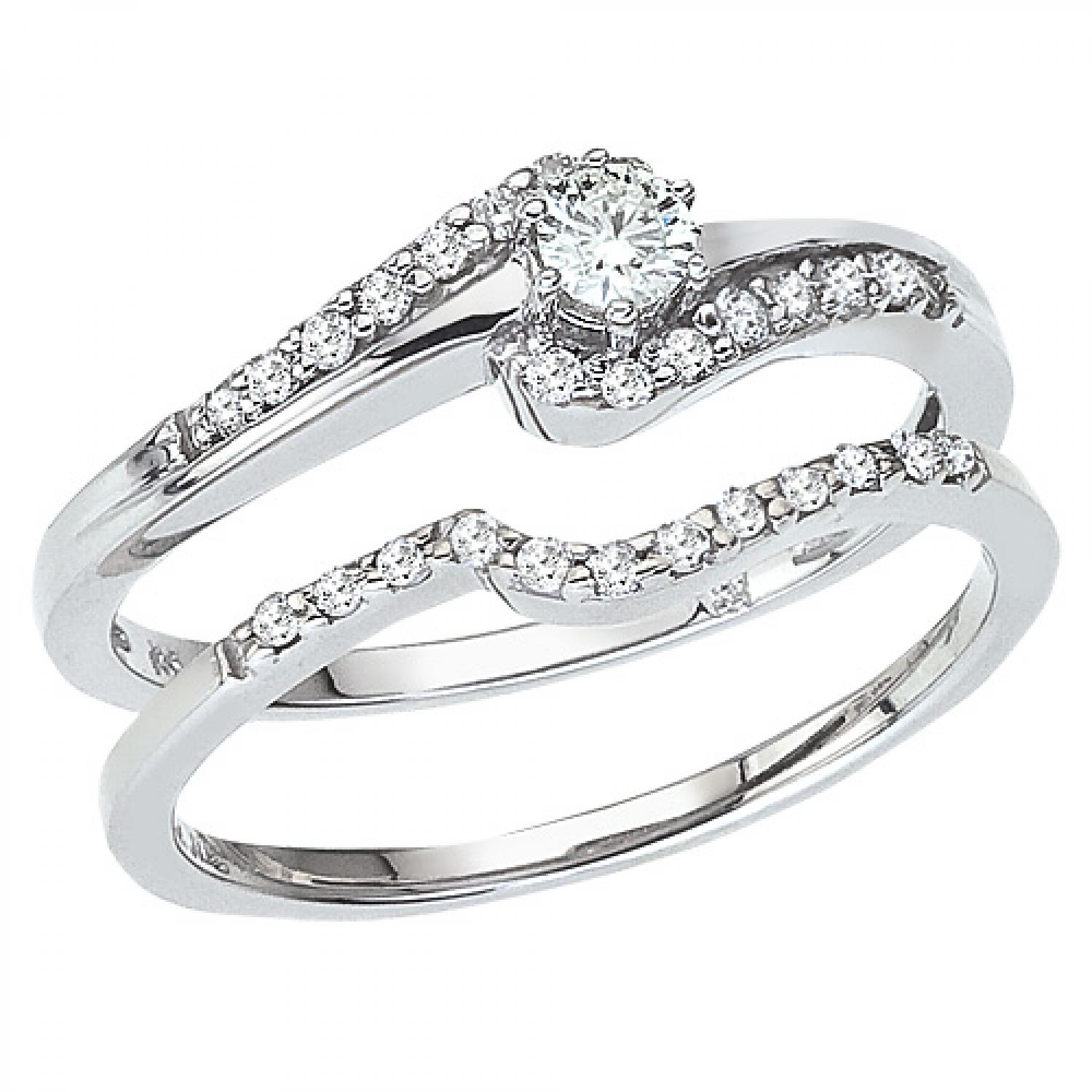 14K White Gold Qpid .27 Ct Diamond Bridal Ring Set
