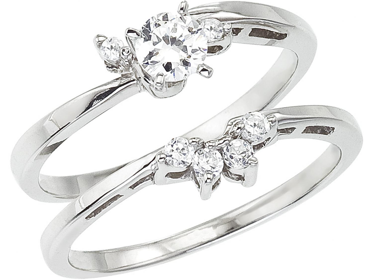 14K White Gold .33 Ct Diamond Qpid Bridal Wrap Ring Set