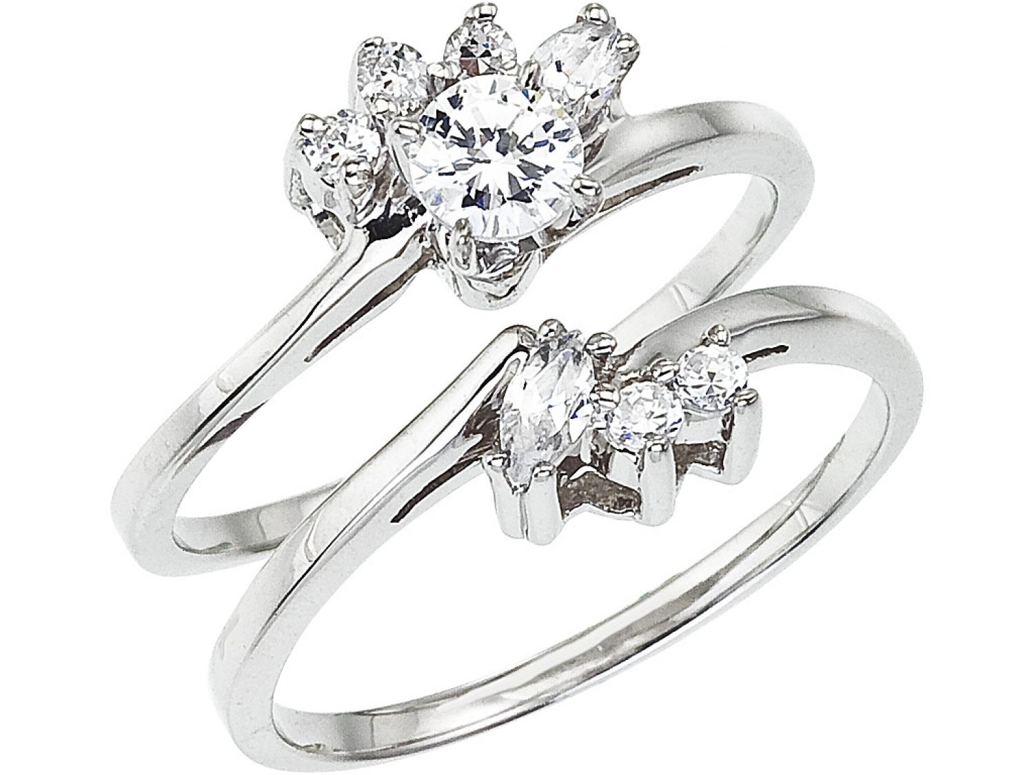 14K White Gold .34 Ct Diamond Qpid Bridal Ring Set