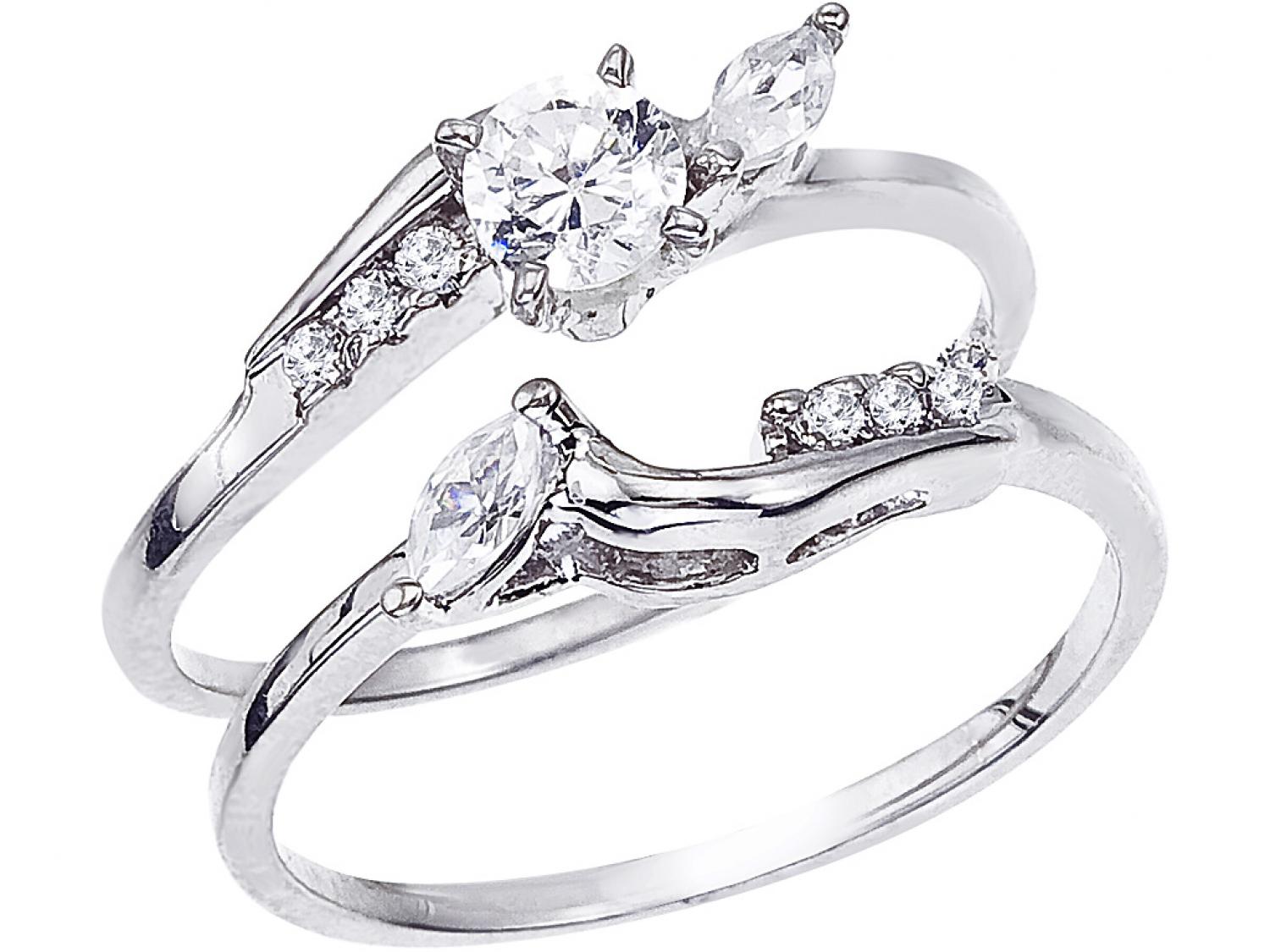 14K White Gold Qpid .44 Ct Diamond Bridal Ring Set