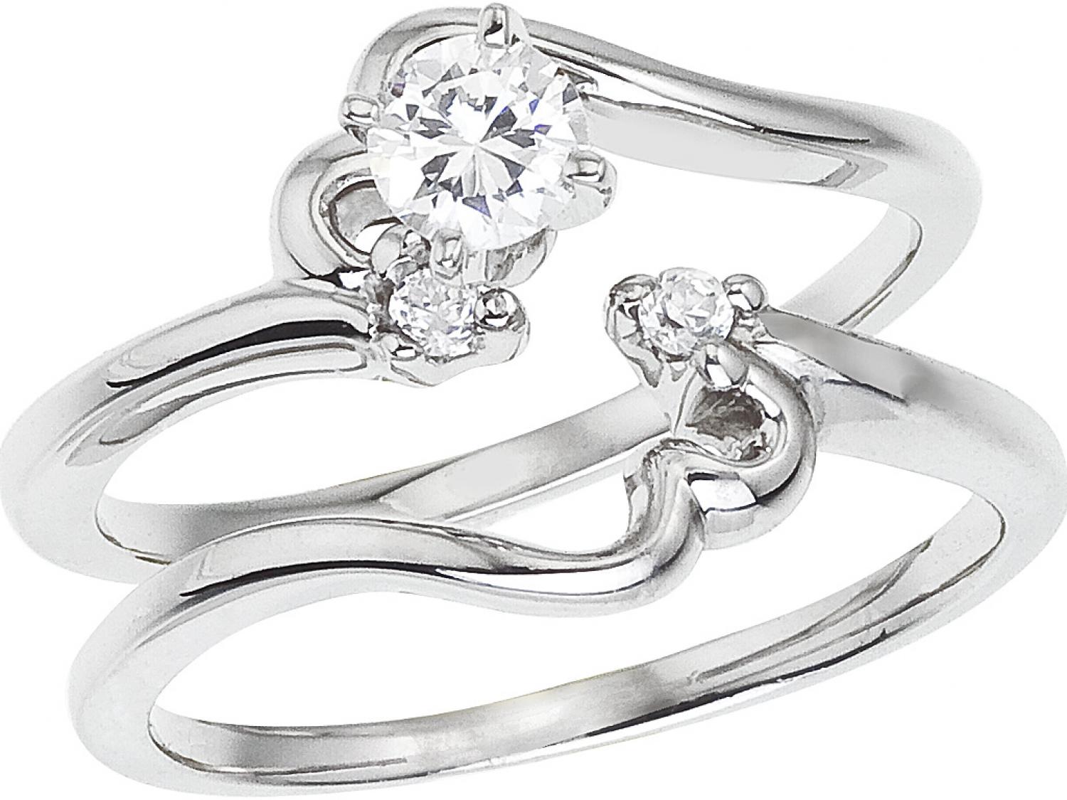 14K White Gold Qpid Heart .24 Ct Diamond Bridal Ring Set