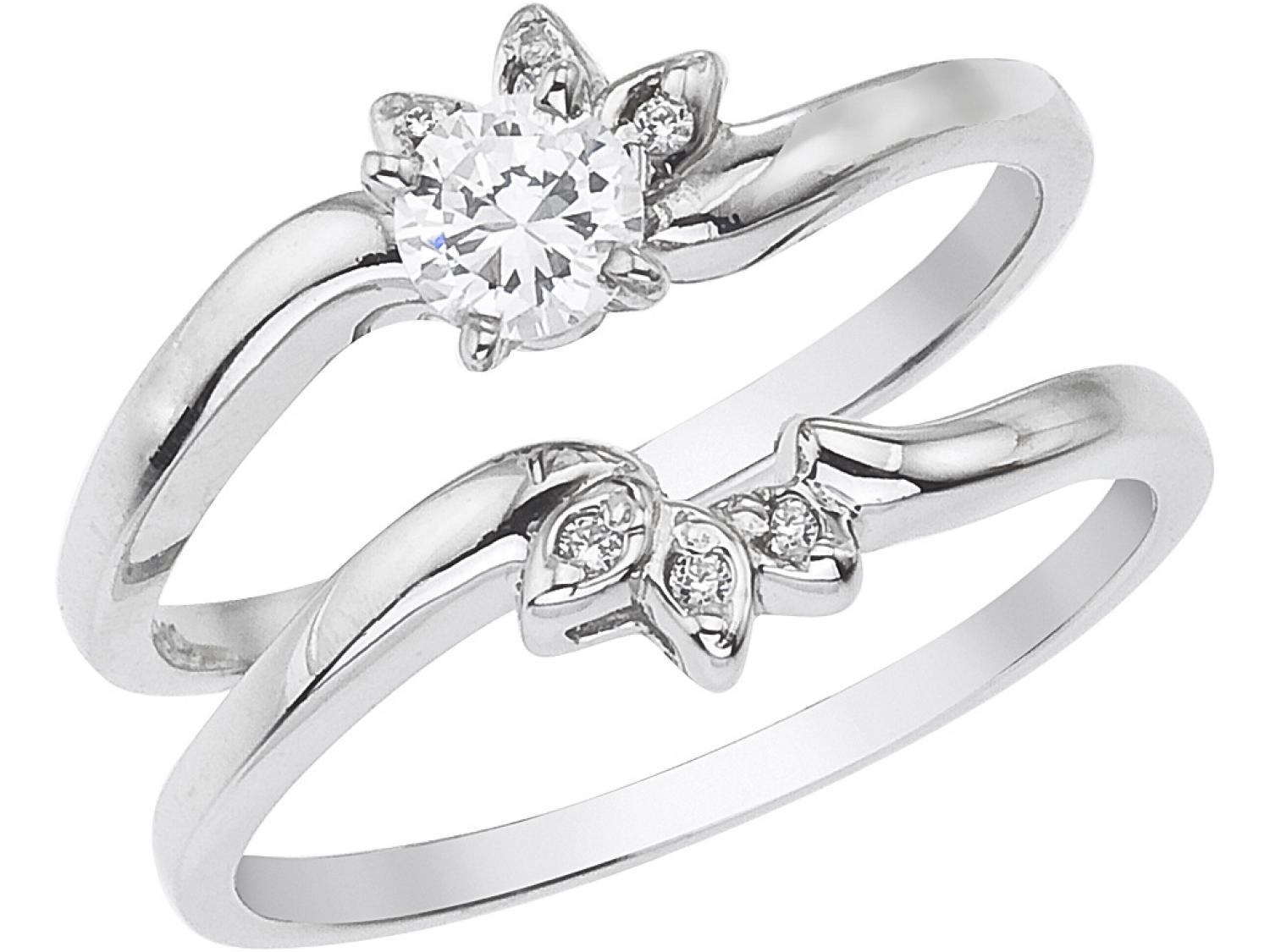 14K White Gold Qpid .25 Ct Diamond Bridal Ring Set