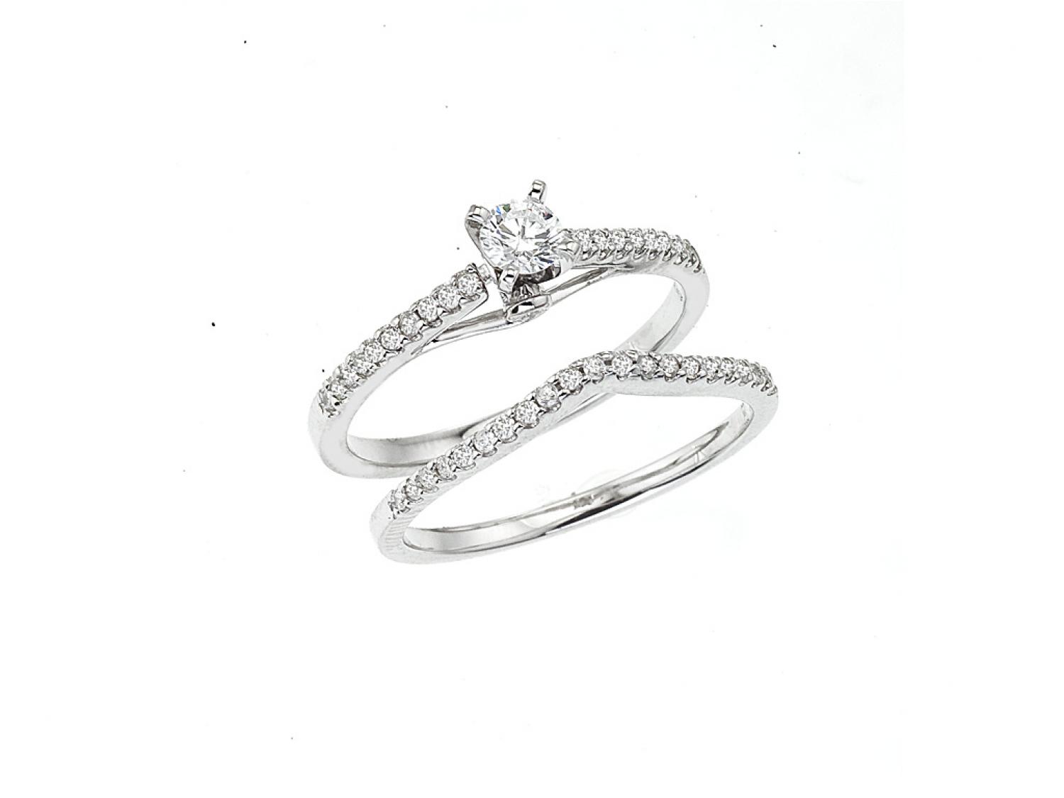 14K White Gold Qpid .50 Ct Diamond Bridal Ring Set