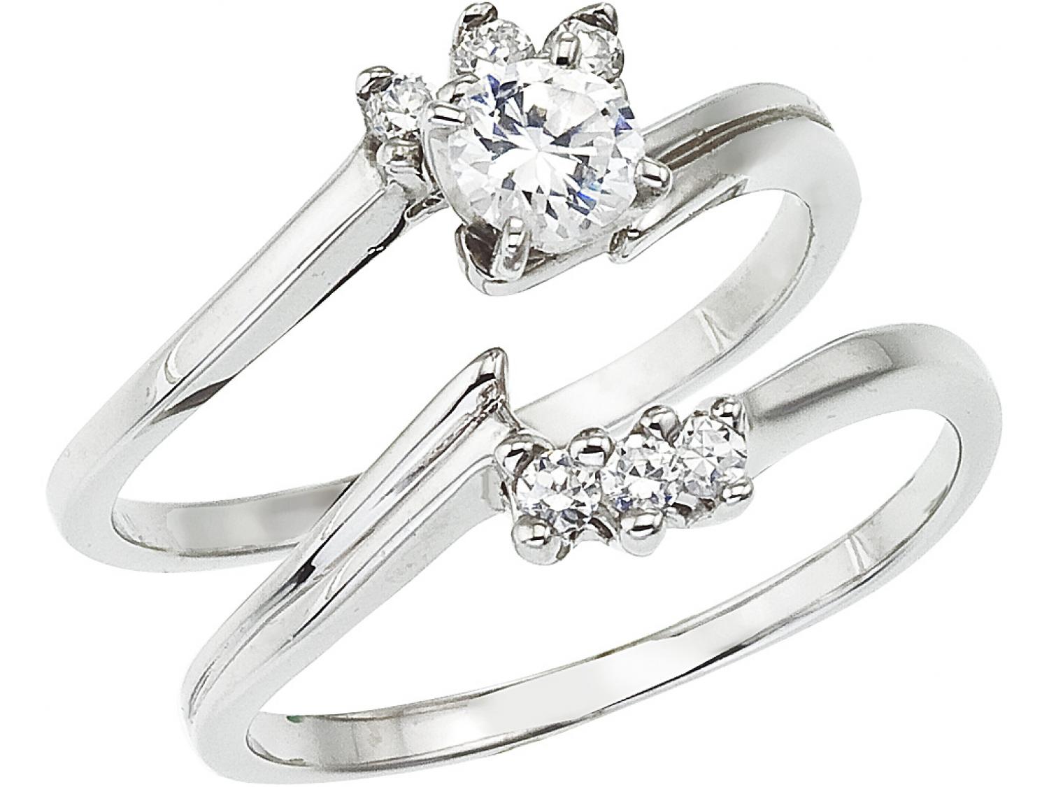 14K White Gold Qpid .32 Ct Diamond Bridal Ring Set