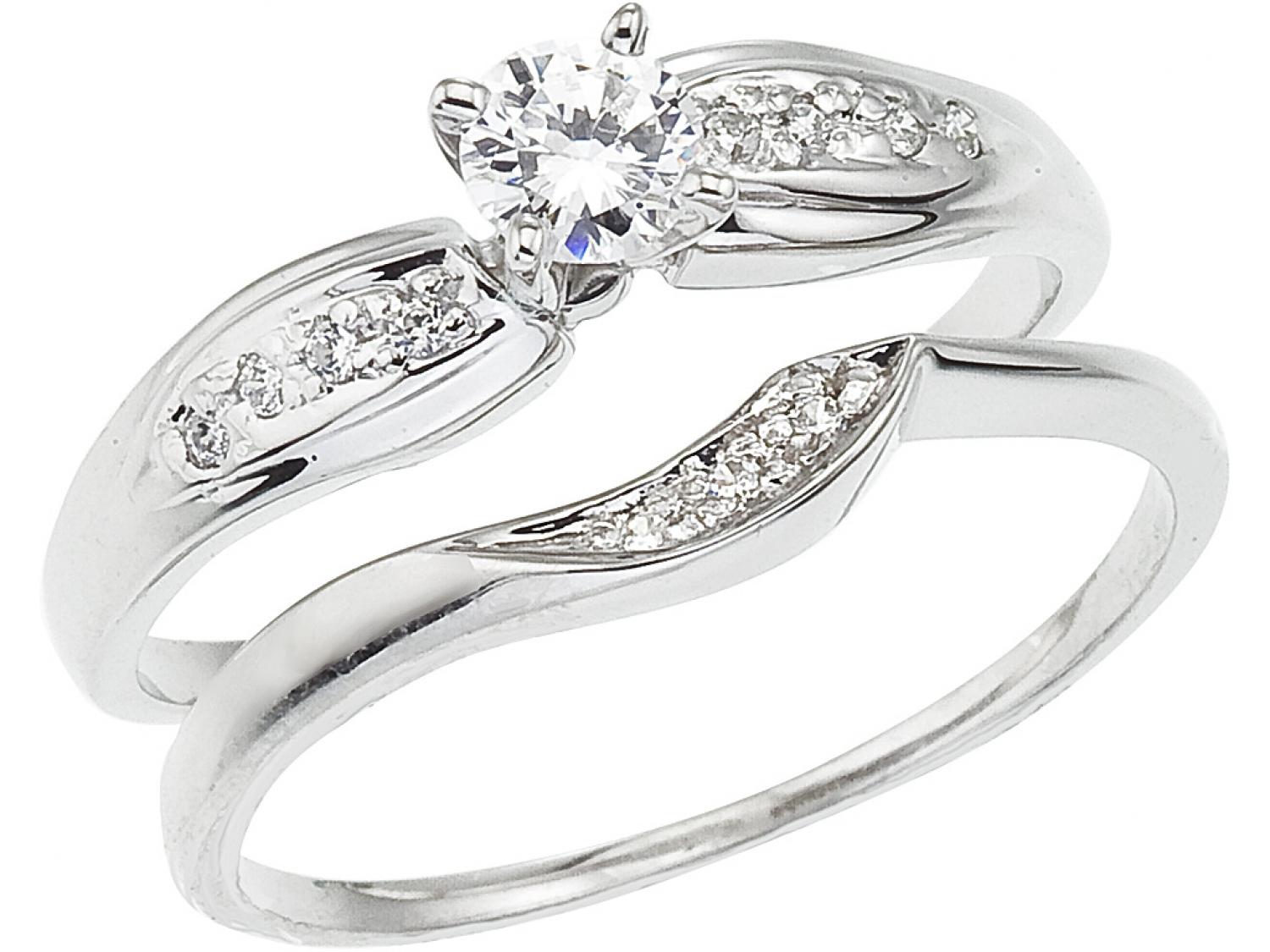 14K White Gold Qpid .26 Ct Diamond Bridal Ring Set