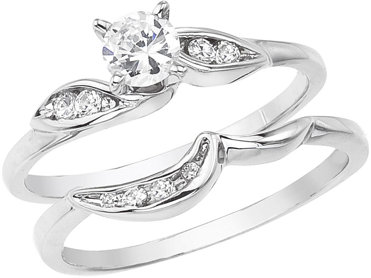 14K White Gold Qpid .27 Ct Diamond Bridal Ring Set