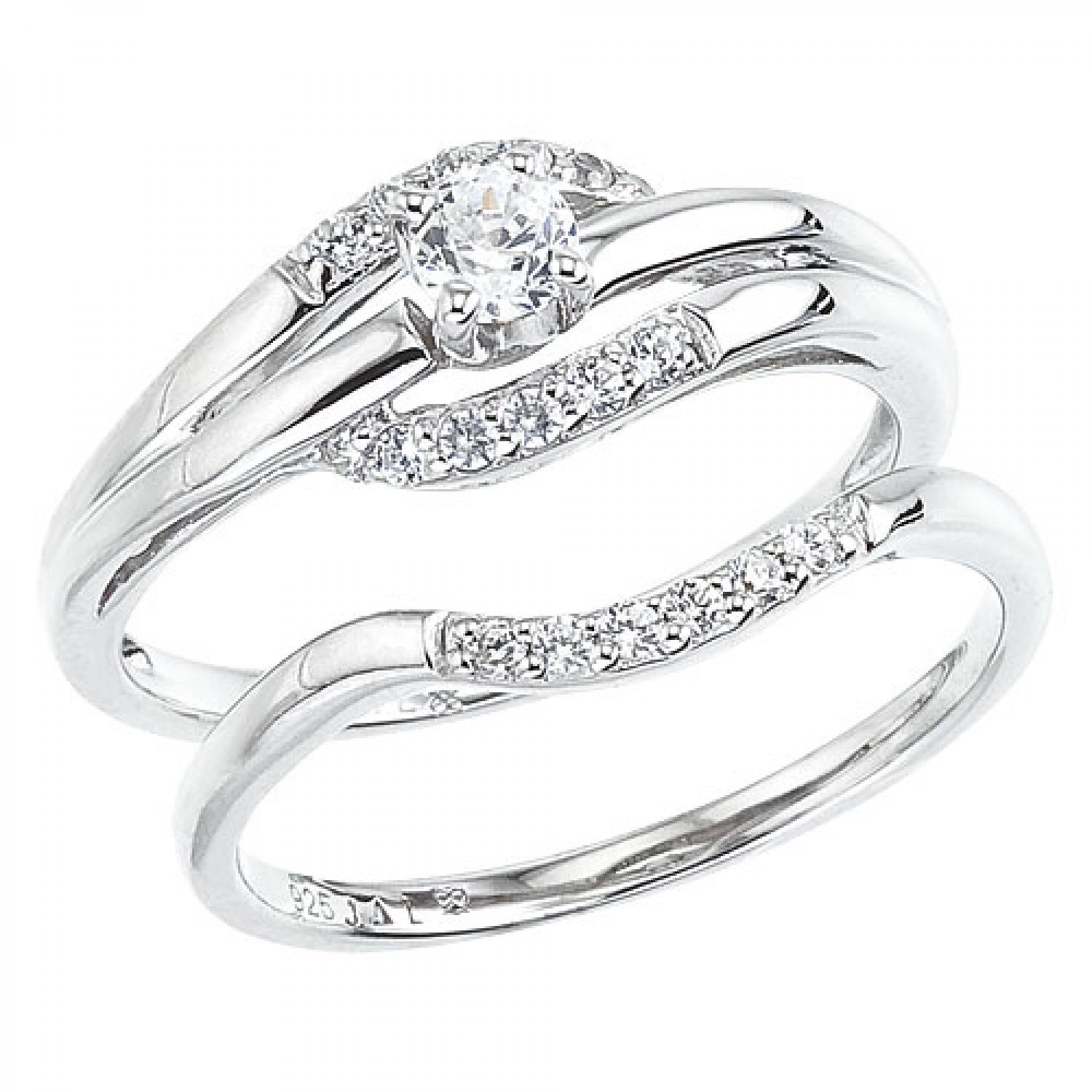 14K White Gold Qpid .33 Ct Diamond Bridal Ring Set