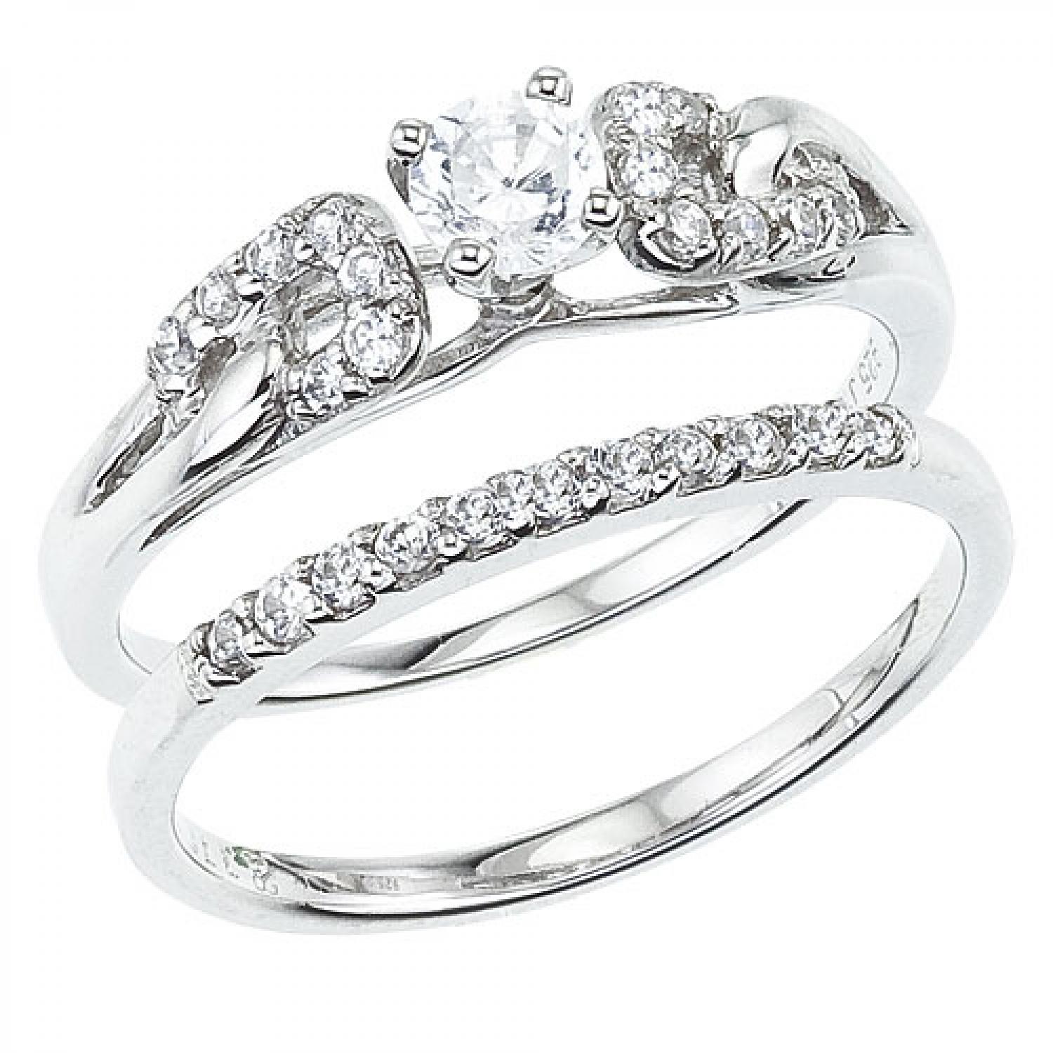 14K White Gold Qpid .50 Ct Diamond Bridal Set