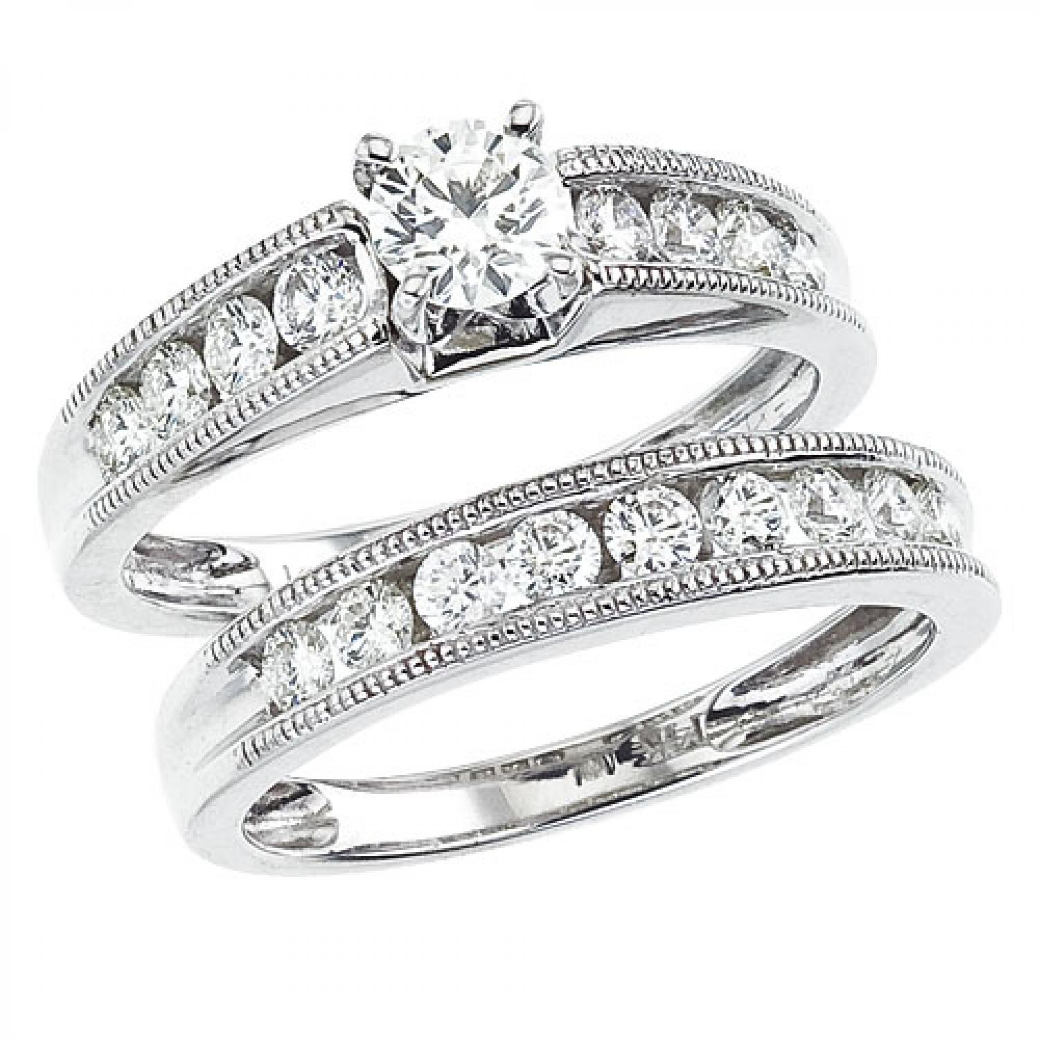 14K White Gold Qpid 1.33 Ct Diamond Bridal Ring Set