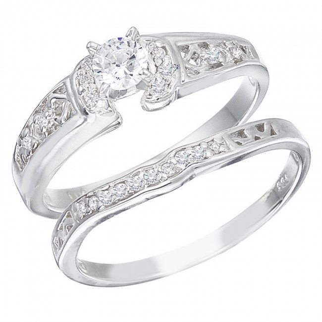 14K White Gold Qpid .32 Ct Diamond Filigree Bridal Ring Set