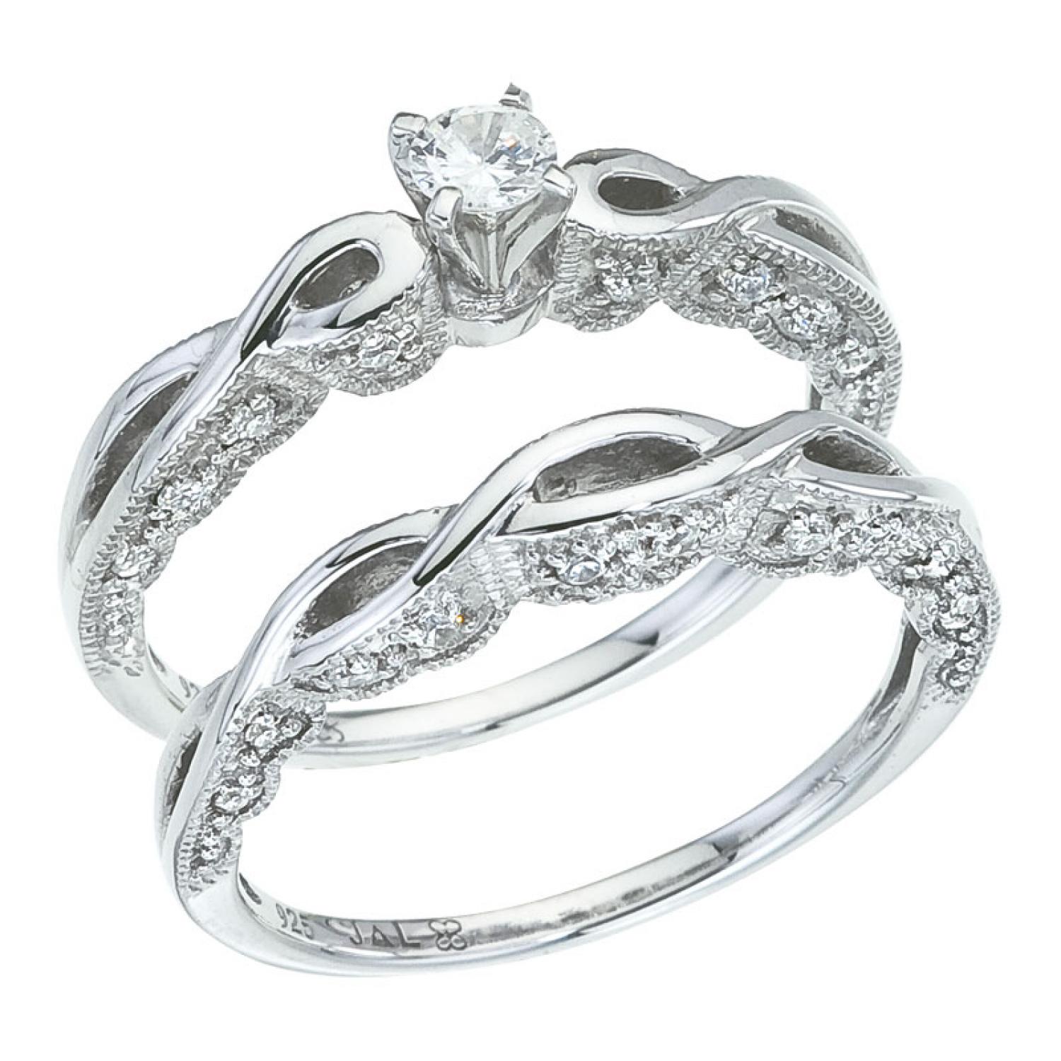 14K White Gold Qpid .33 Ct Diamond Bridal Ring Set