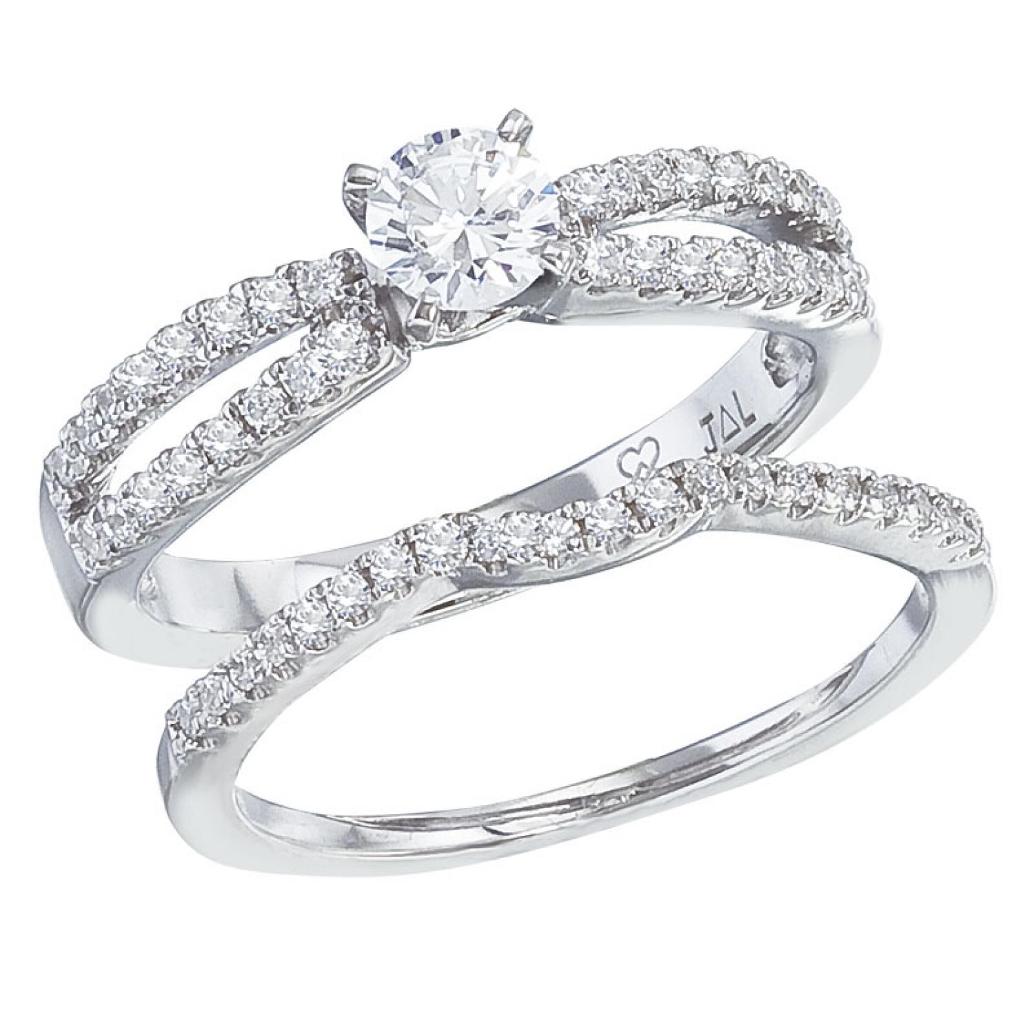 14K White Gold Qpid .65 Ct Diamond Bridal Ring Set
