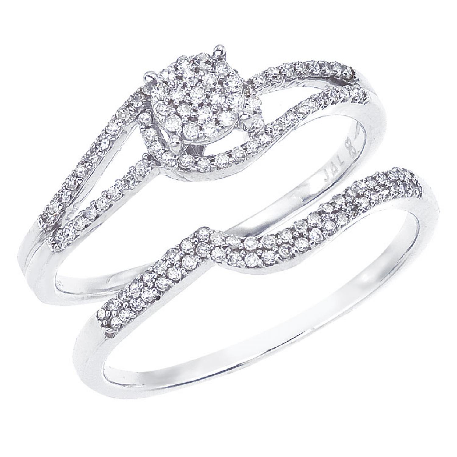 14K White Gold Qpid .26 Ct Diamond Bridal Ring Set