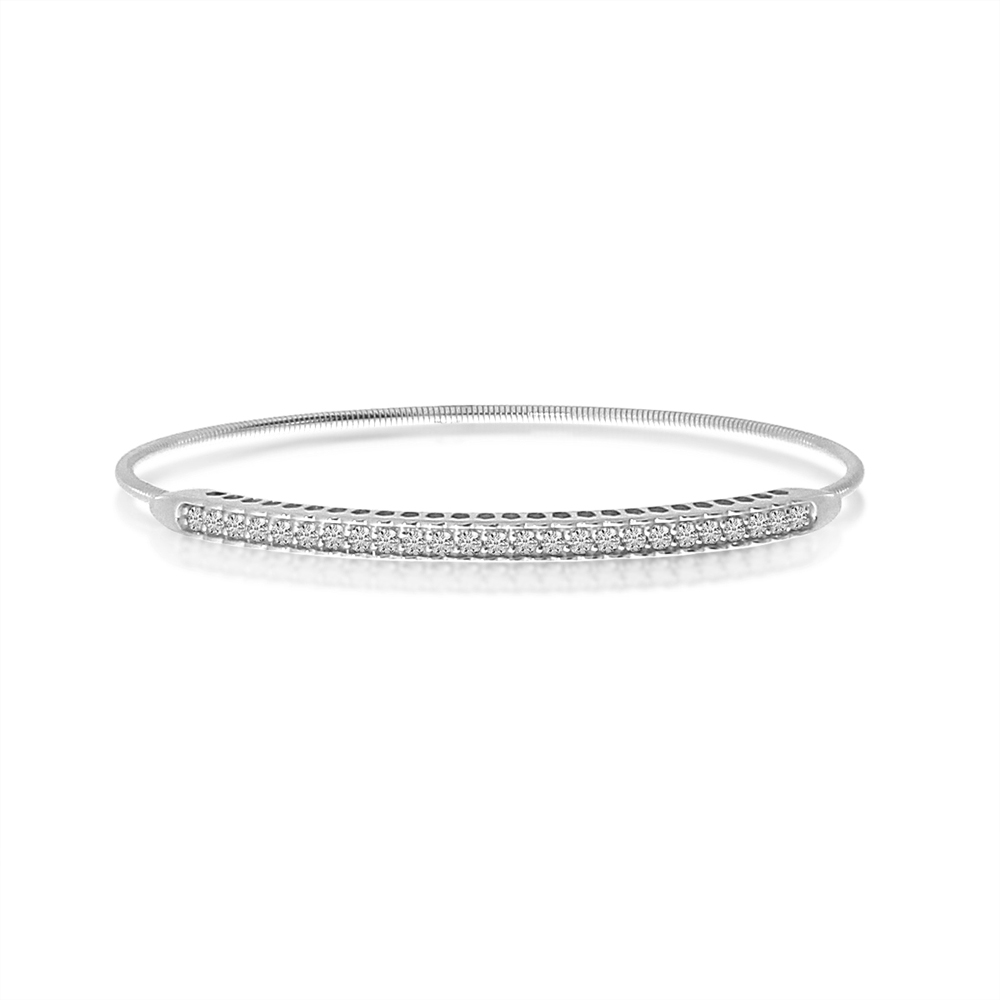 14K White Gold Diamond Expandable Bracelet