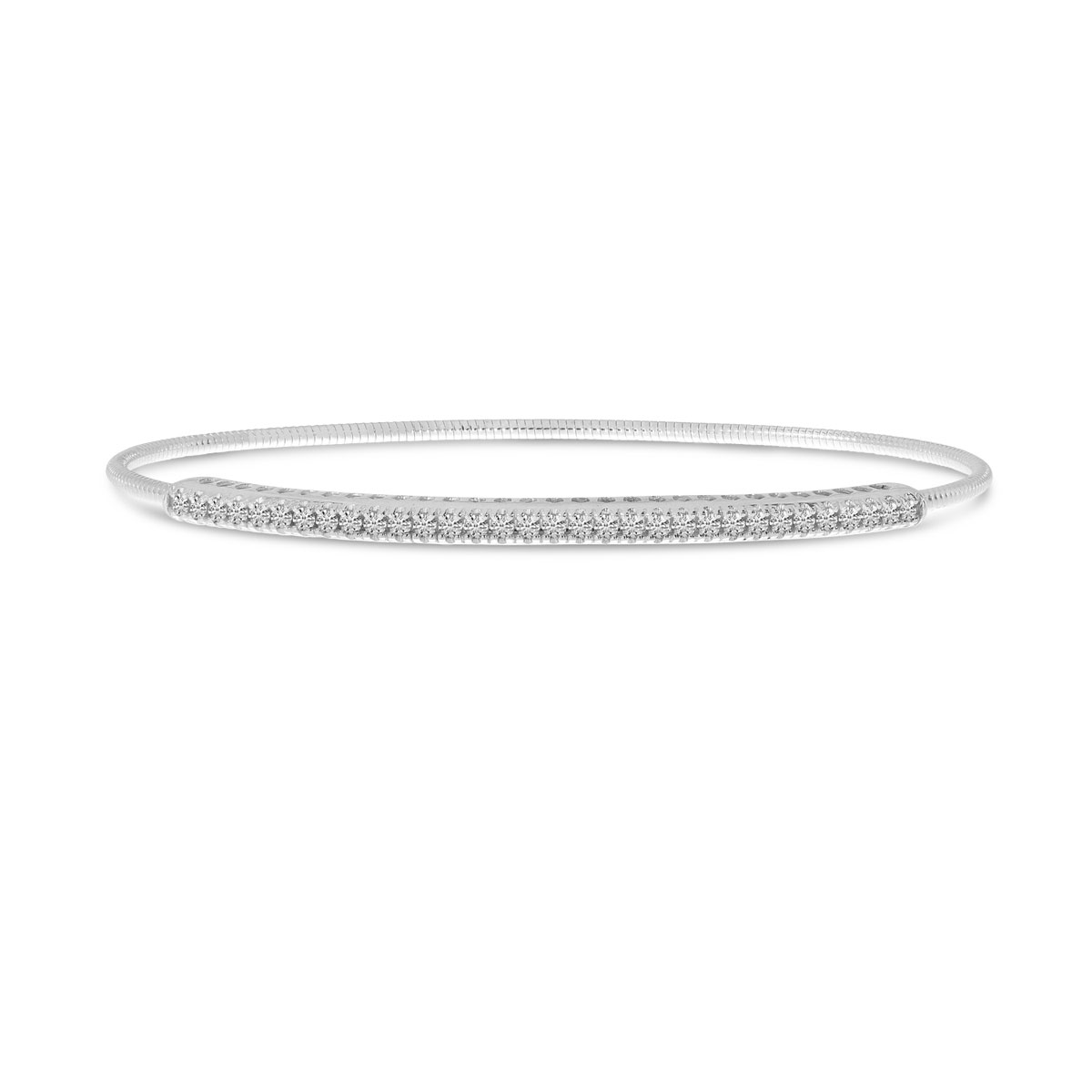 Colormerchants 14K White Gold Diamond Expandable Bracelet