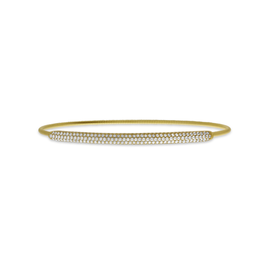 14K Yellow Gold Diamond Pave Expandable Bracelet