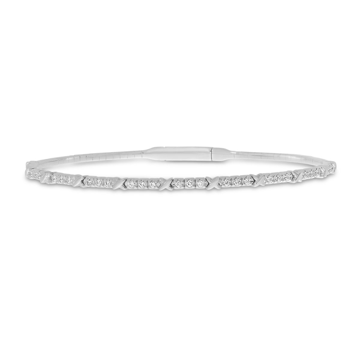 14K White Gold XO Flexible Bangle Bracelet