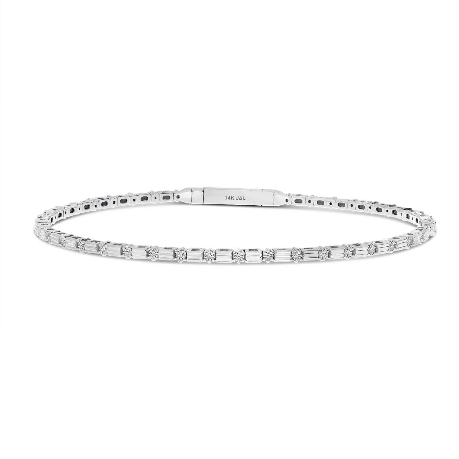 14K White Gold Diamond Bar Flexible Bracelet