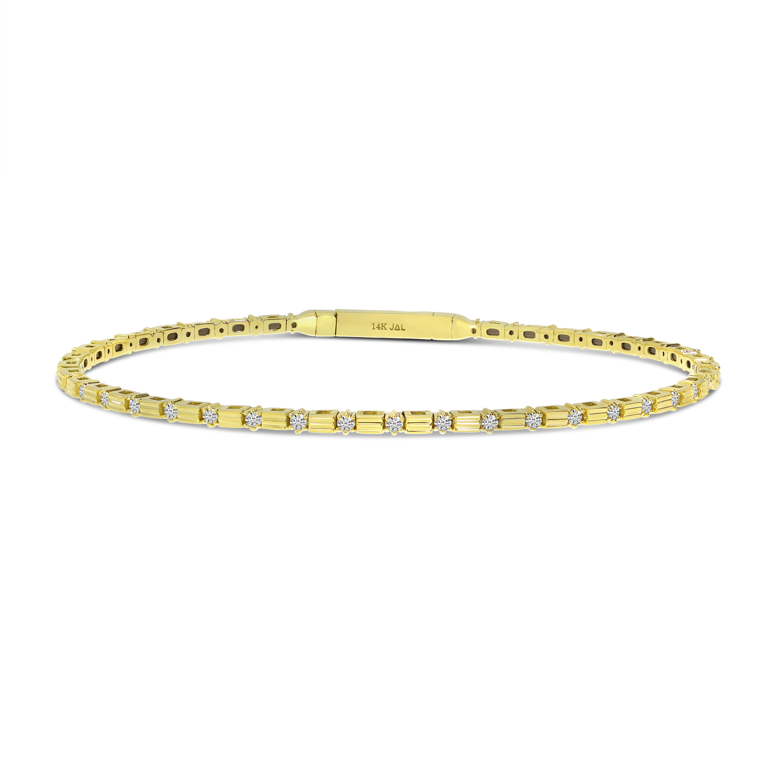 14K Yellow Gold Diamond Bar Flexible Bracelet