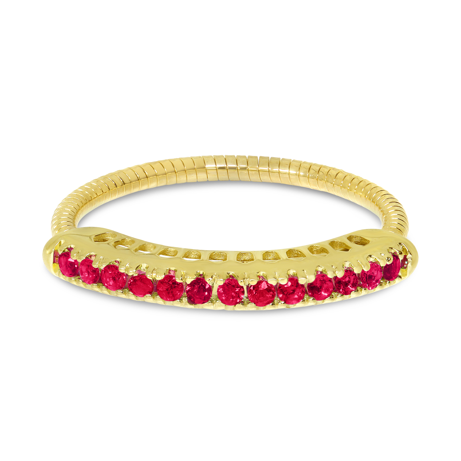 14K Yellow Gold Ruby Stretch Ring