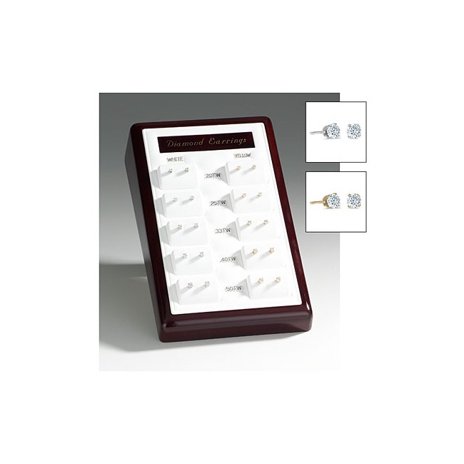 14K White and Yellow Gold Diamond Stud Display