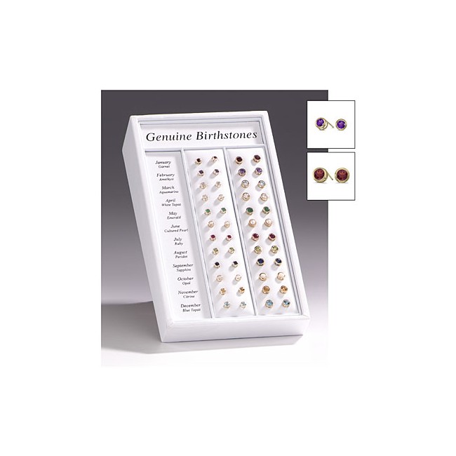 12 Month Double Bezel Stud Earring Display