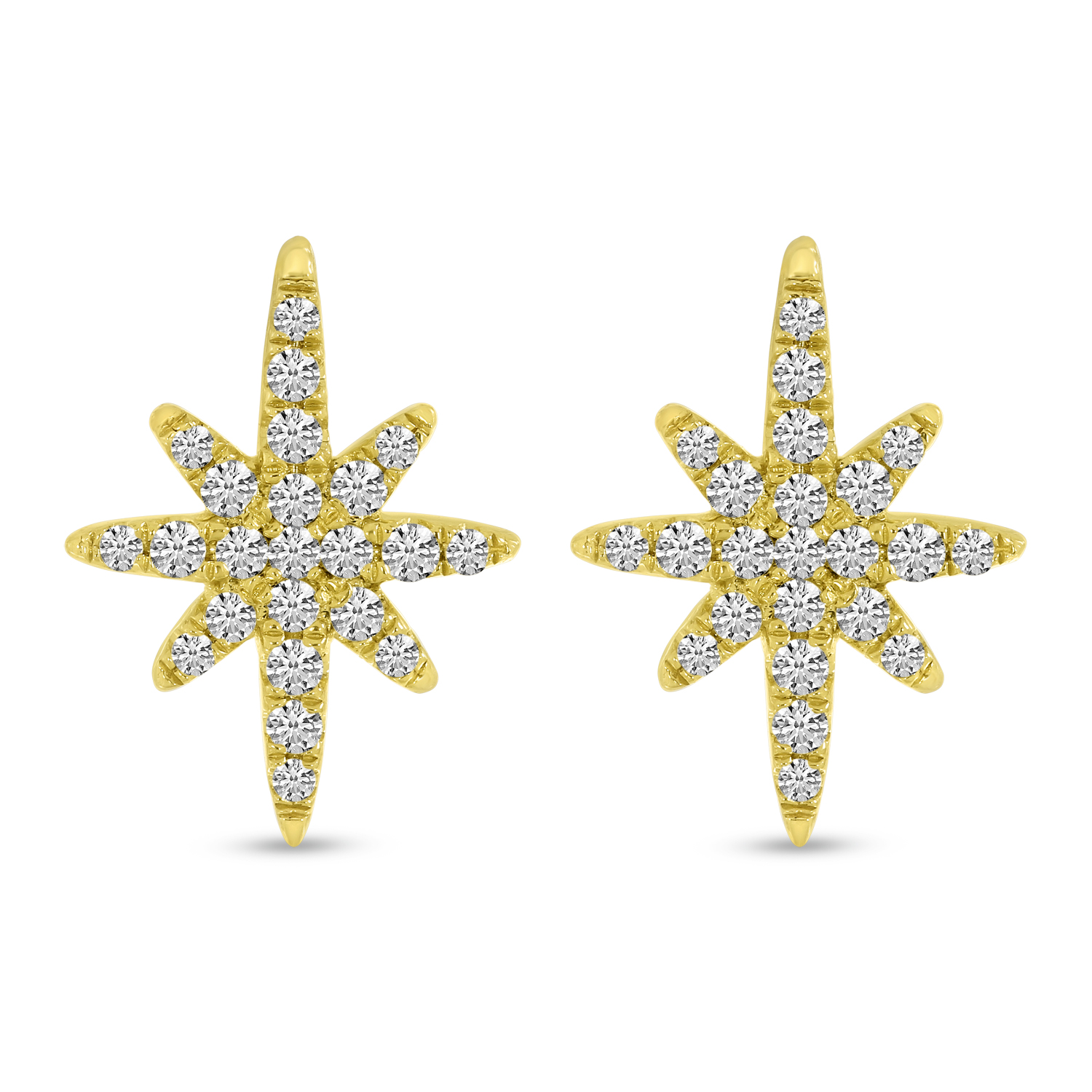 14K Yellow Gold Diamond Small Starburst Earring
