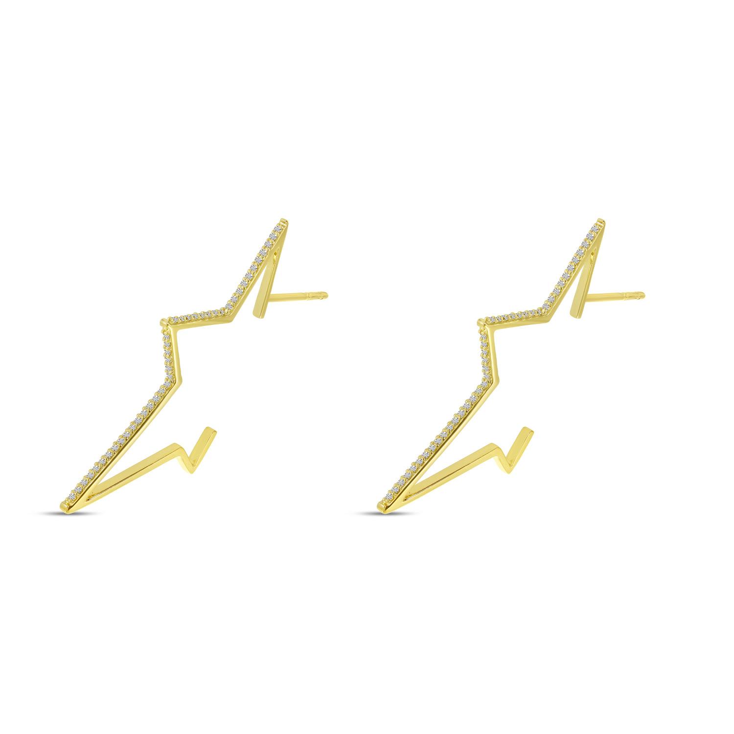 14K Yellow Gold Large Diamond Starburst Earrings