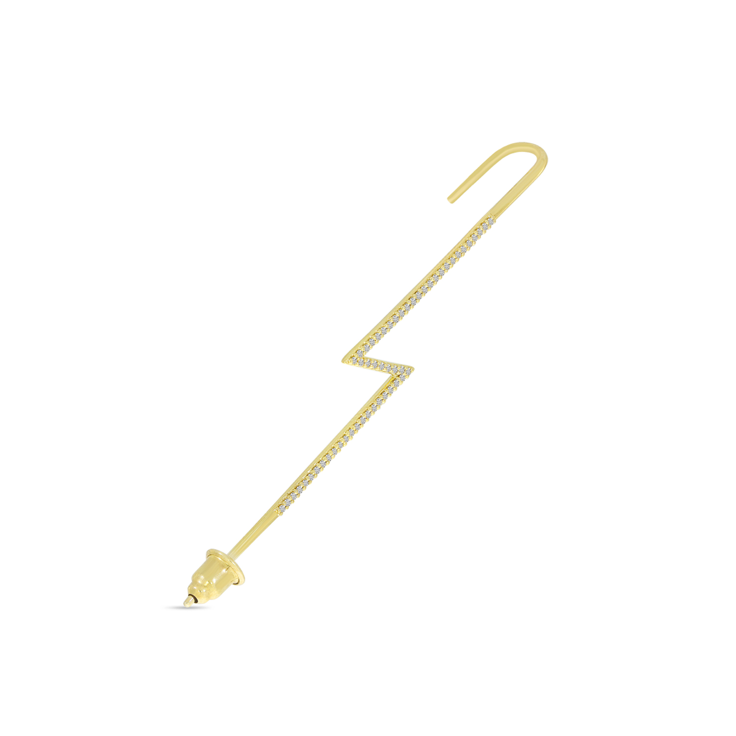 14K Yellow Gold Diamond Lightning Bolt Pin Earring