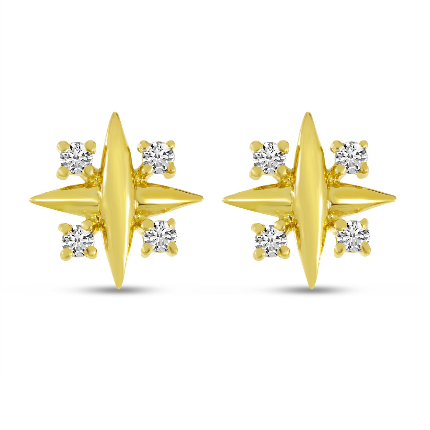 14K Yellow Gold Diamond X Post Earrings