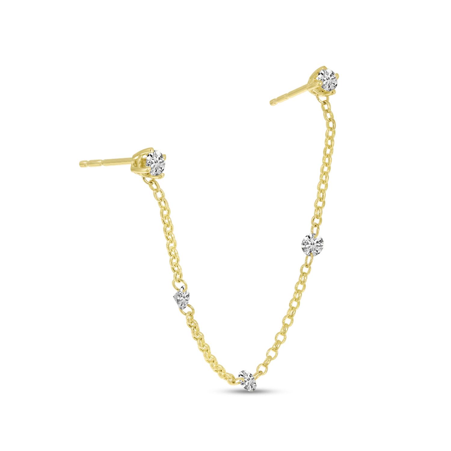 14K Yellow Gold Dashing Diamond 0.40CTW Double Hole Chain Earring