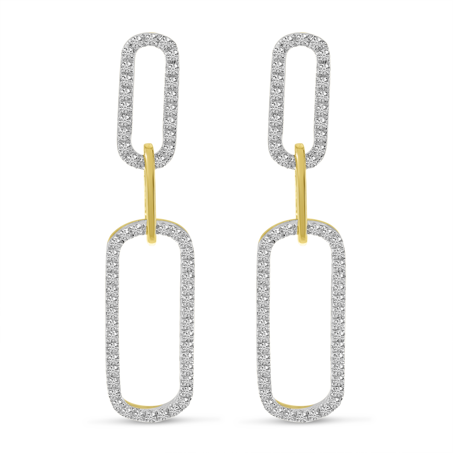 14K Yellow Gold Paperclip Link Dangle Earrings