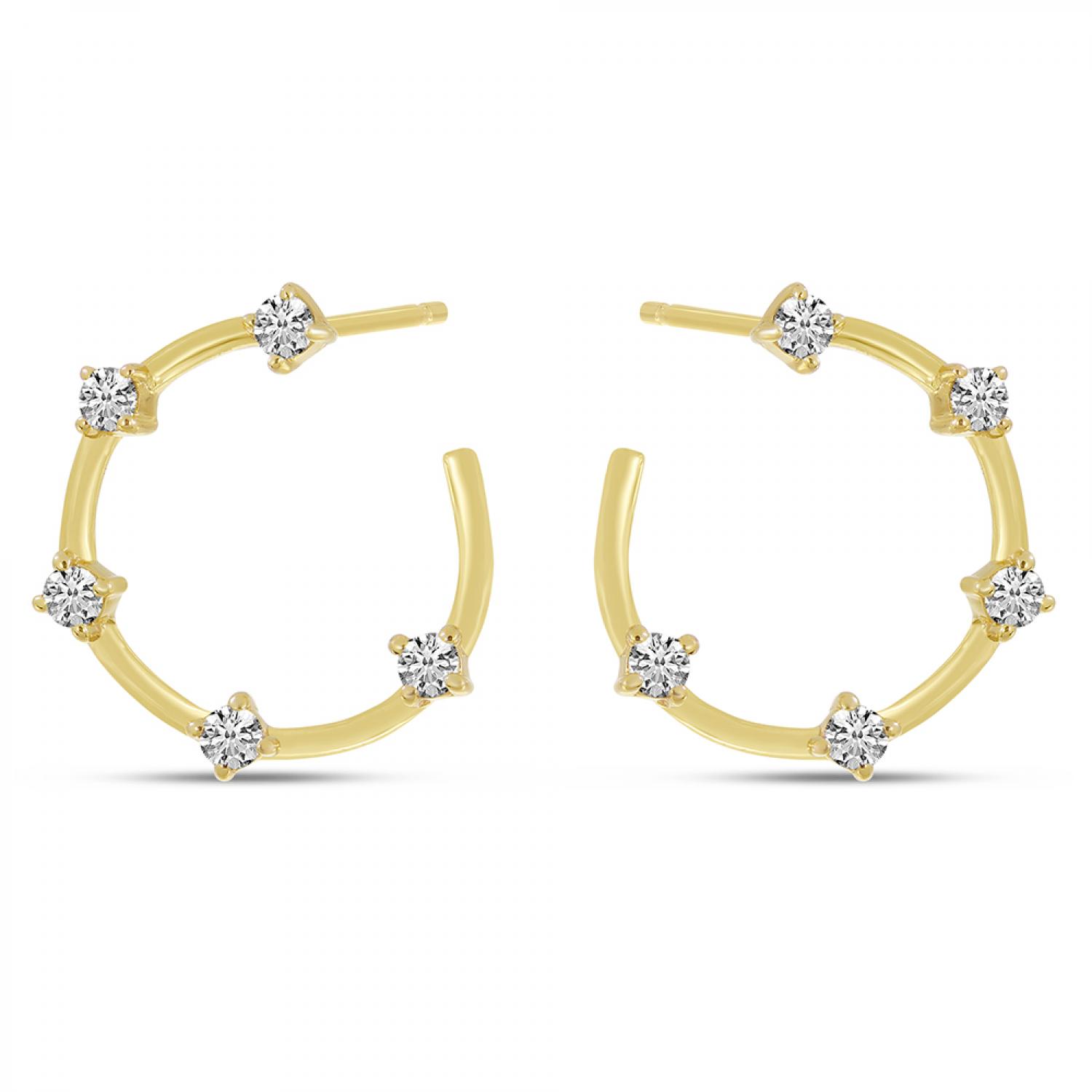 14K Yellow Gold Open Constellation Earrings