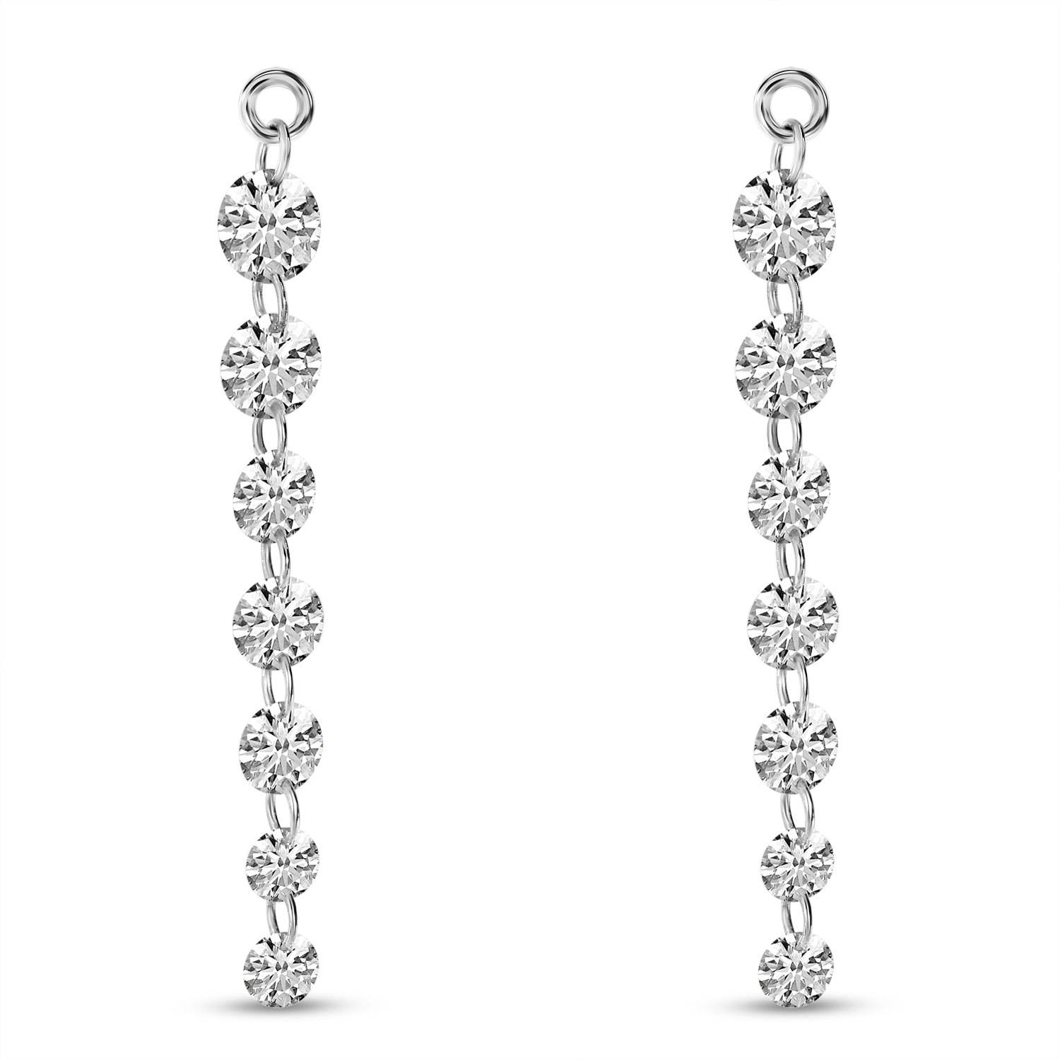 14K White Gold Graduated Earring Jacket 