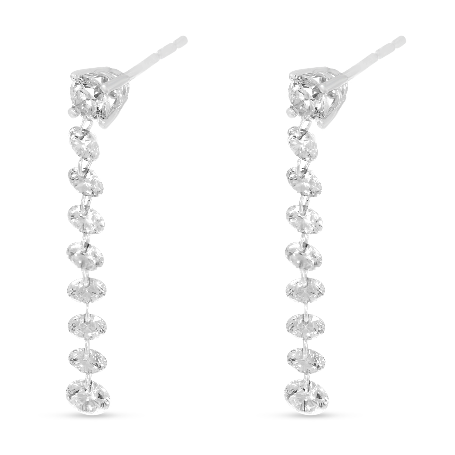 14K White Gold Dashing Diamond Stud with Drop Earrings