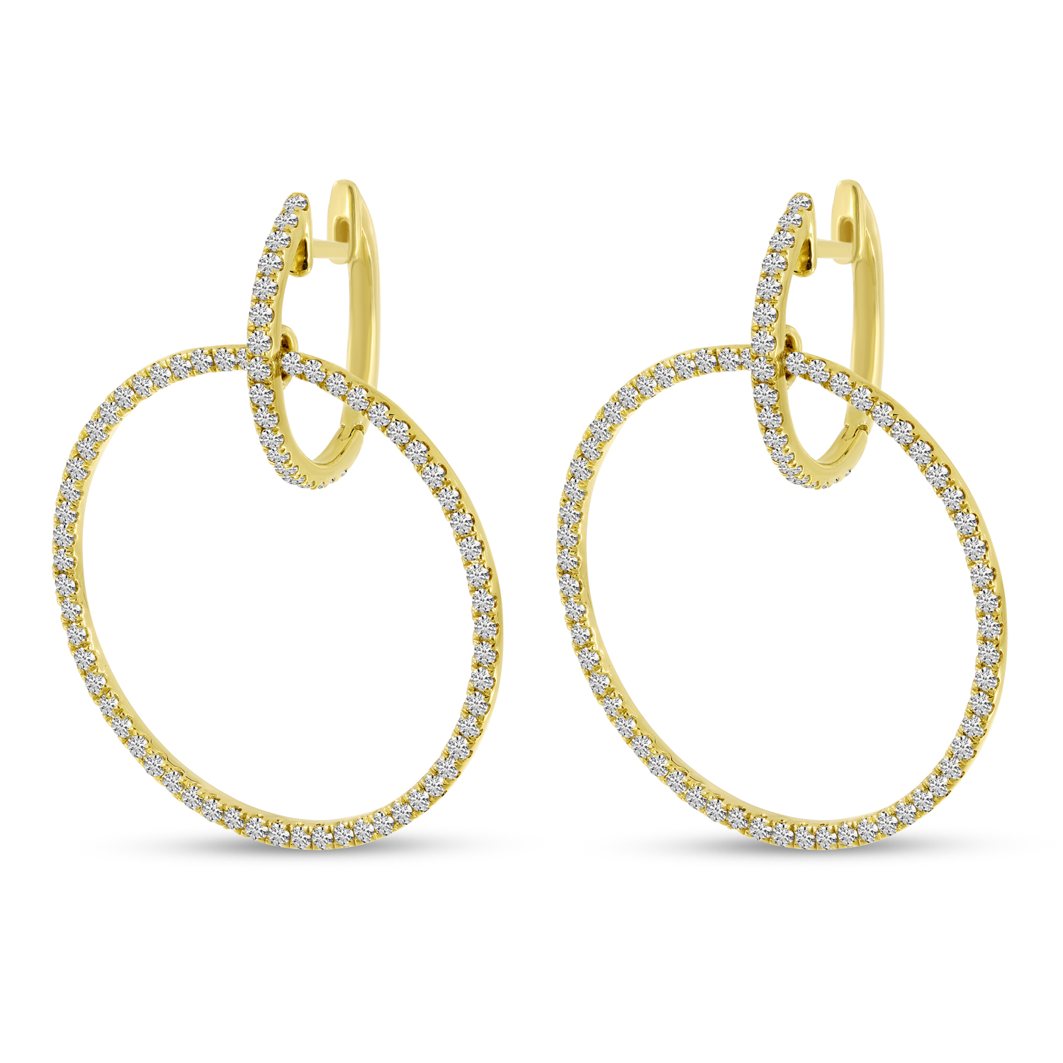 14K Yellow Gold Diamond Interlocking Circles Earrings