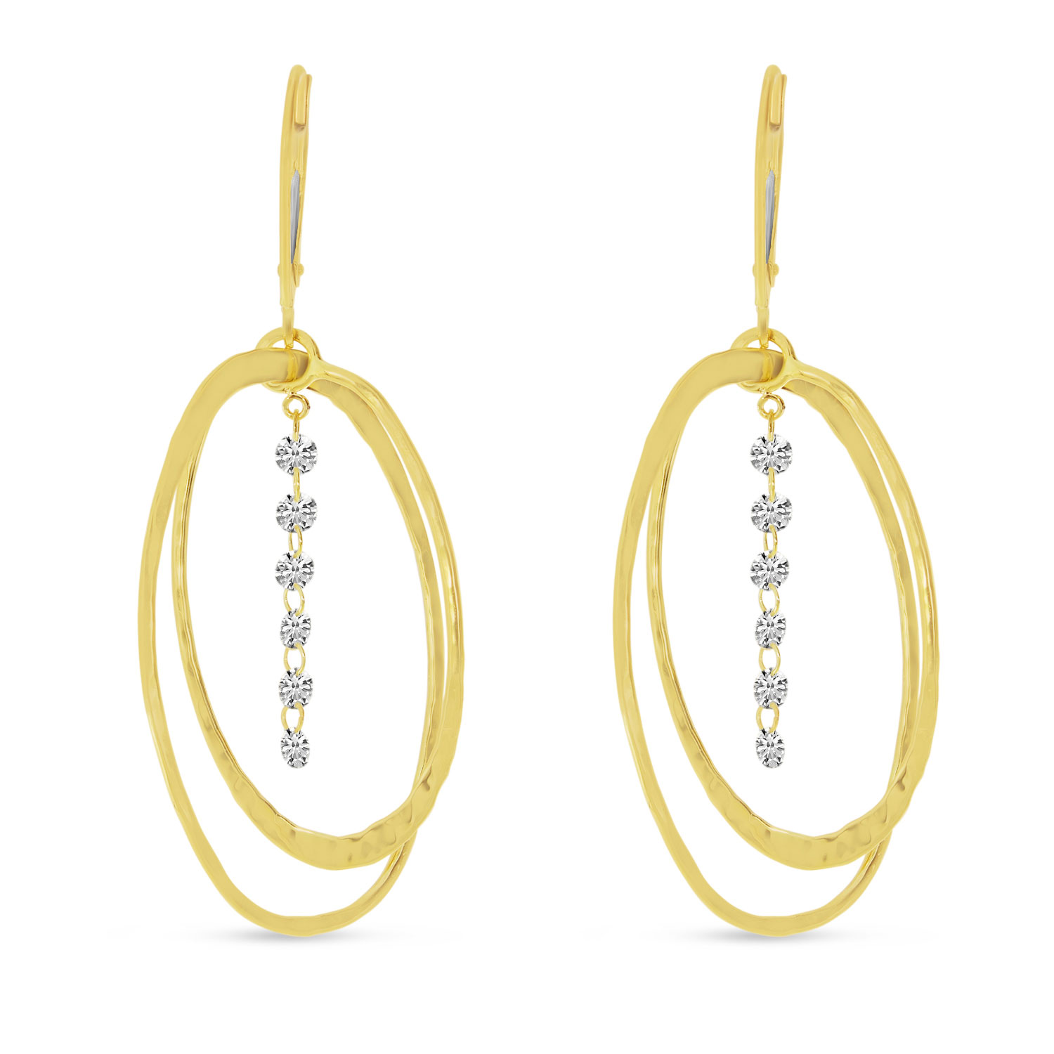14K Yellow Gold Double Oval 3-D Earrings