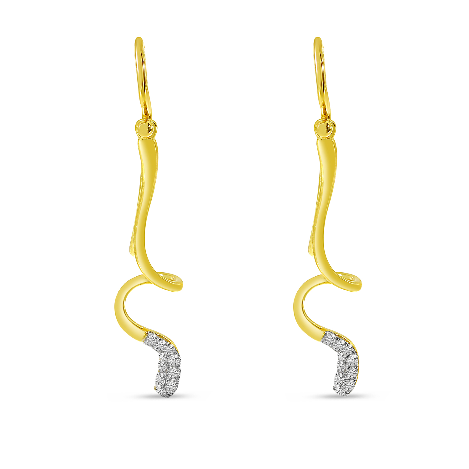 14K Yellow Gold Diamond Fashion Swirl Earrings