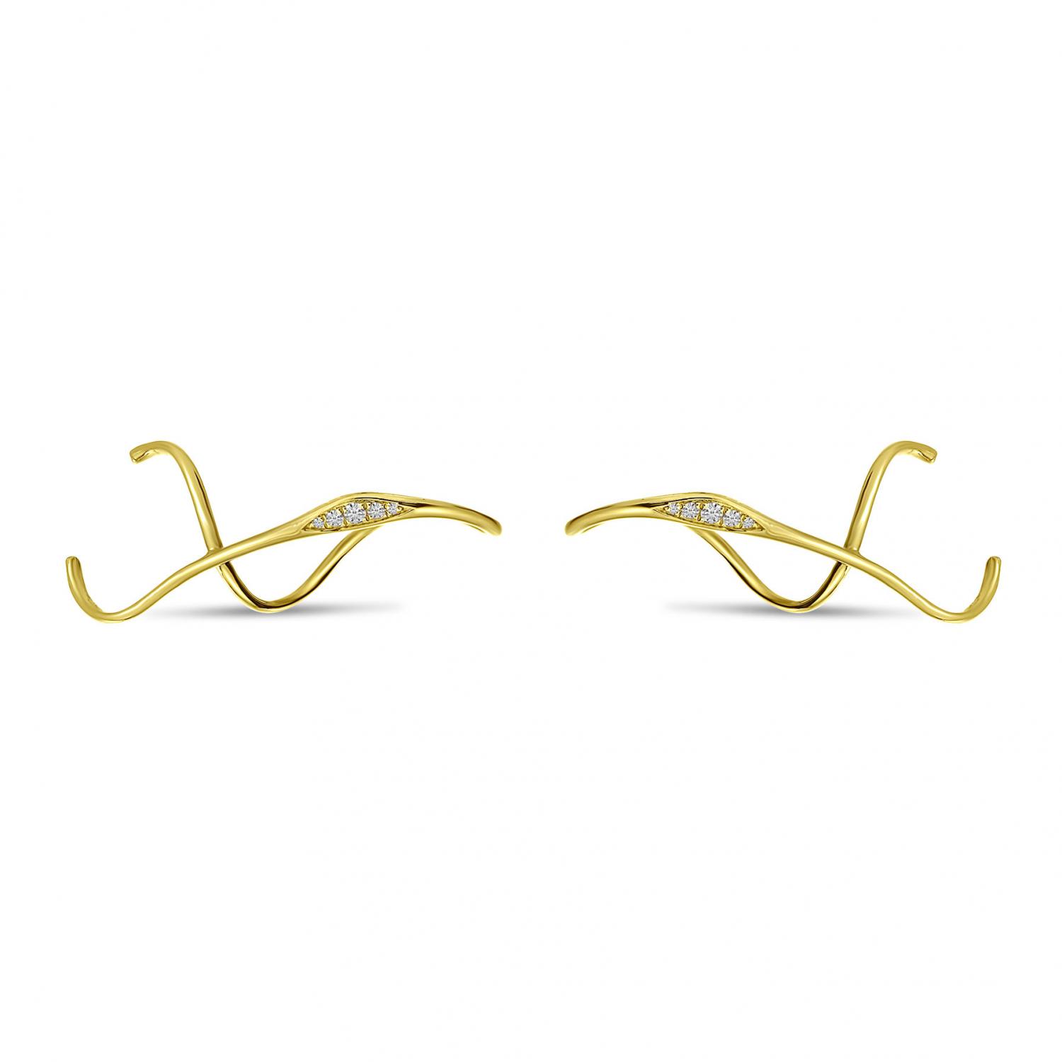 14K Yellow Gold Diamond Freeform Ear Cuff