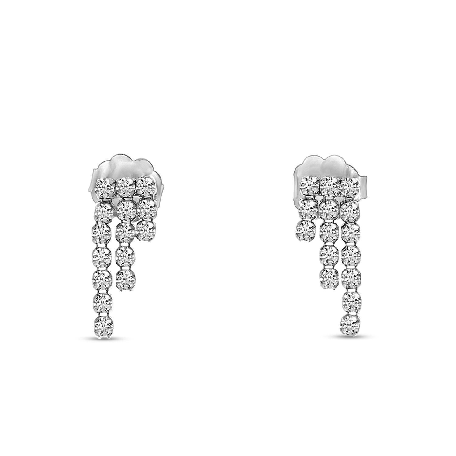 14K White Gold Petite Diamond Cascading Waterfall Earrings
