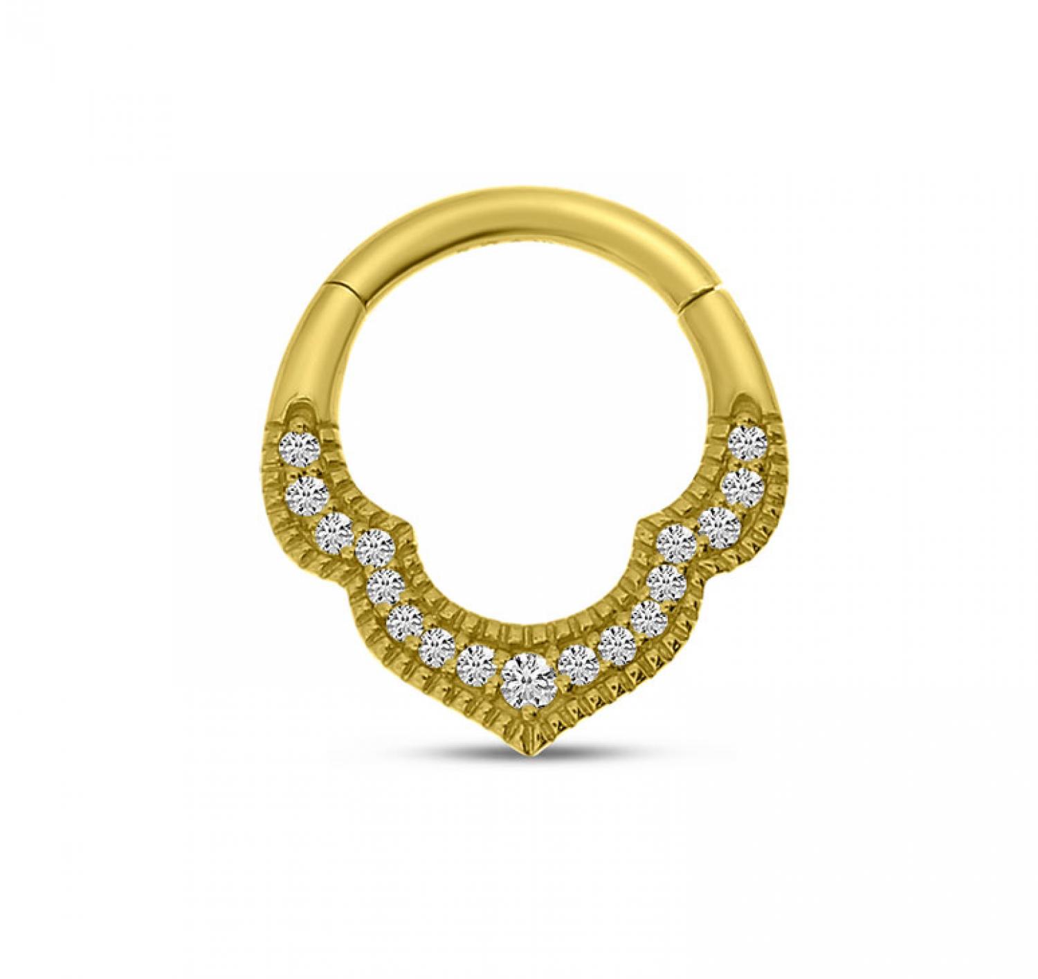 14K Yellow Gold Half Pair Diamond Millgrain Daith Piercing Earring