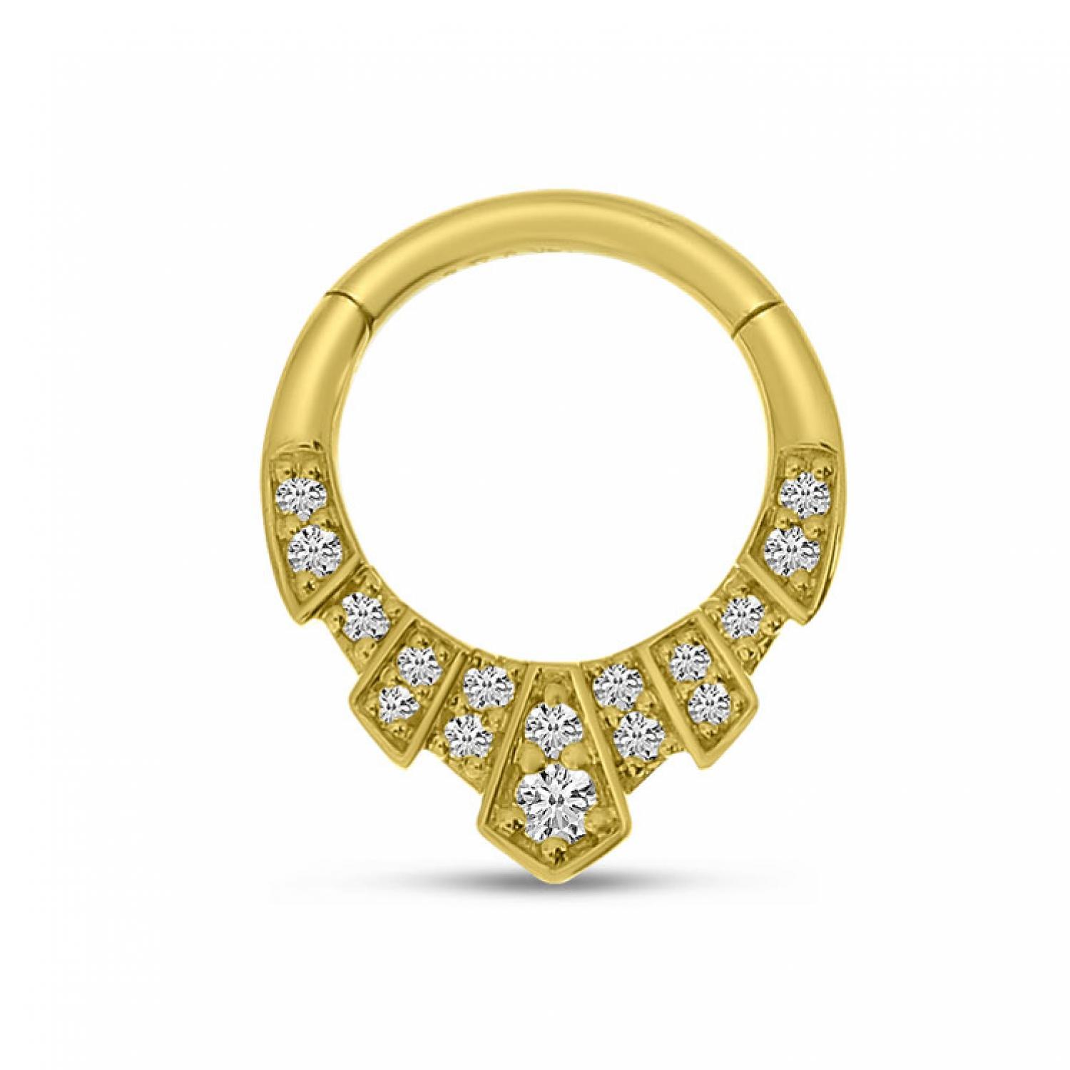 14K Yellow Gold Half Pair Diamond Art Deco Daith Piercing Earring
