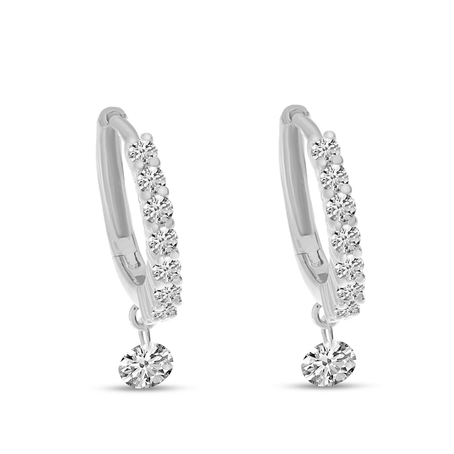 14K Yellow Gold Dashing Diamond Hhuggie Earrings