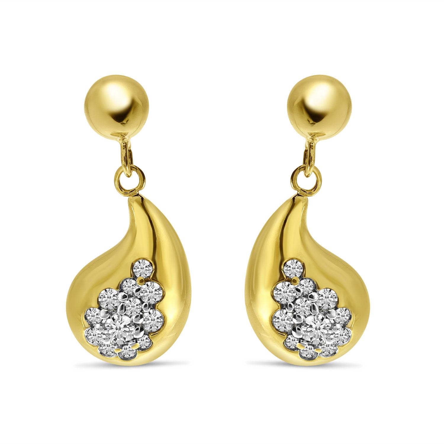 14K Yellow Gold Petite Diamond Teardrop Stud Earrings