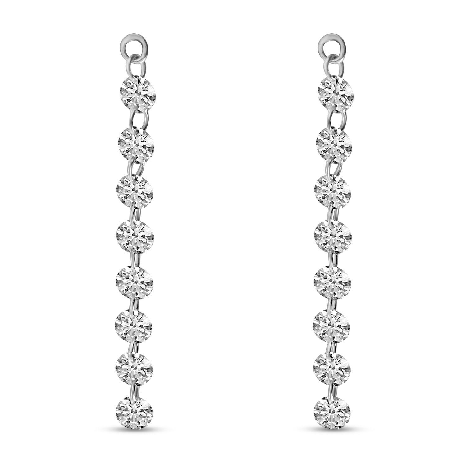 14K White Gold Dashing Diamonds Jacket Earrings